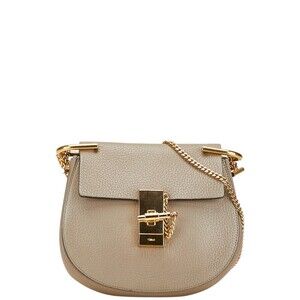 Chloe Drew chain shoulder bag Greige Brown Gray gold leather